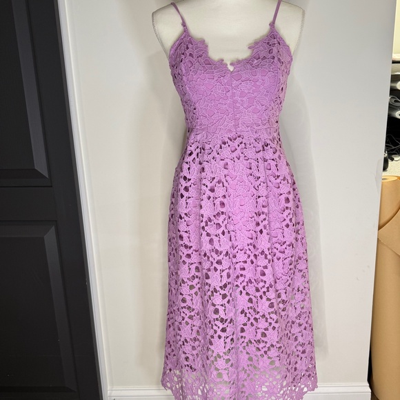 ASTR The Label Lace Overlay Midi A-Line Dress, Light Orchard, Size S, Dressy - Picture 2 of 15